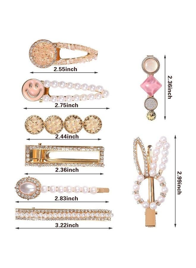 Aliza Metal Hair Clips Barrettes Pins For Women Geometric Shape Hollow Hairpin Korean Clips Hair Clip Clampspearl Metal Clips Combo Pack Of 8 Design For Girls Pearl Marble (8 Pcs Hair Pins)  - Image 3