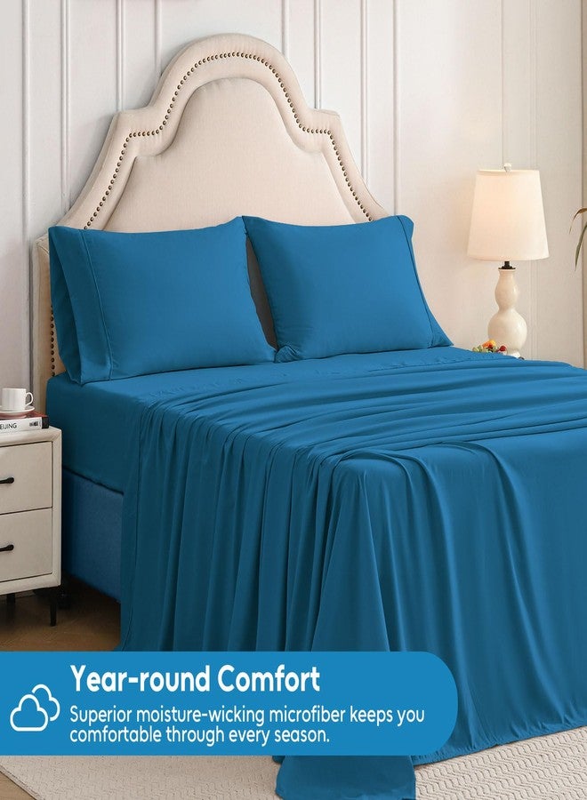 Swiftify Queen Sheet Set, 4 Pieces Hotel Luxury Soft Microfiber Queen Bed Sheets Set, Up to 16" Deep Pockets, Oeko-Tex Sheets with Elastic, Breathable, Wrinkle Free (Peacock Blue,Queen) - Image 2