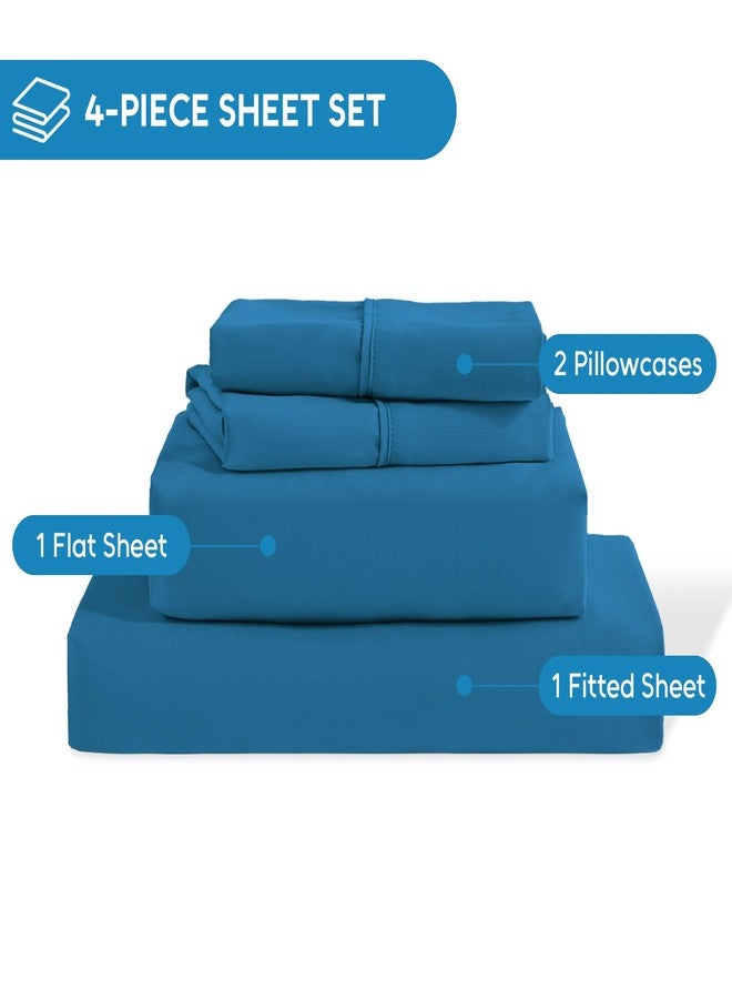 Swiftify Queen Sheet Set, 4 Pieces Hotel Luxury Soft Microfiber Queen Bed Sheets Set, Up to 16" Deep Pockets, Oeko-Tex Sheets with Elastic, Breathable, Wrinkle Free (Peacock Blue,Queen) - Image 4
