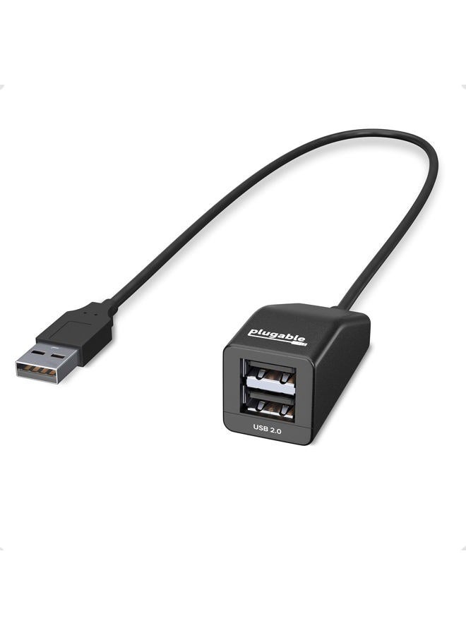 Plugable 2-in-1 USB Splitter with Dual USB 2.0 Ports, Compatible with Windows, Linux, macOS, Chrome OS, USB Multiport Hub for Laptops - Image 1