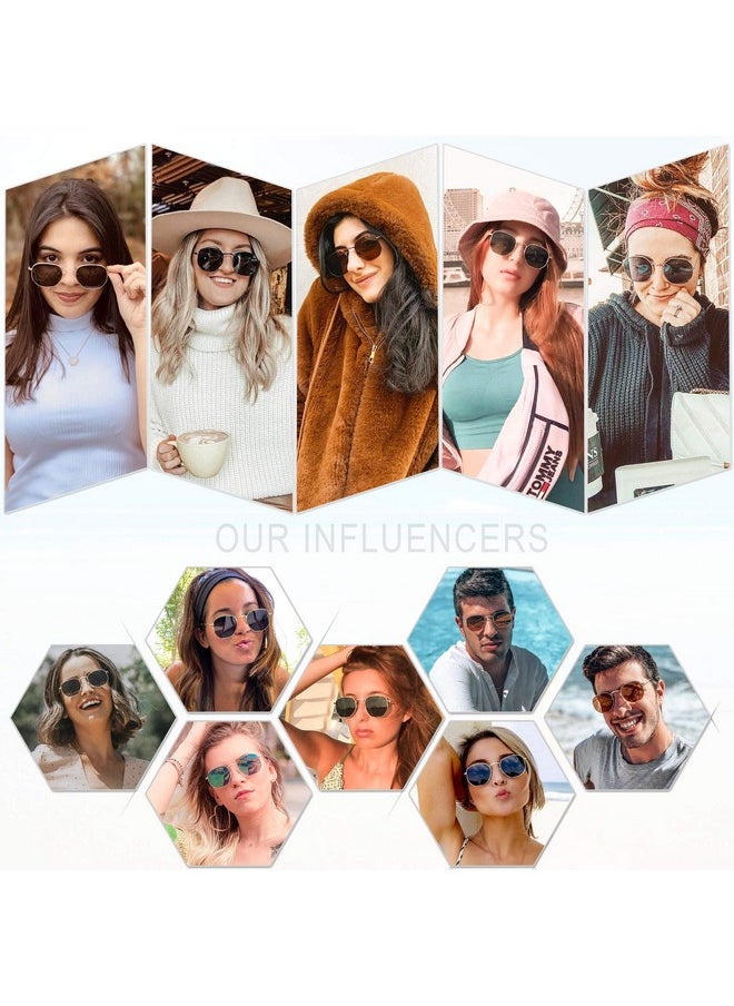Sojos Small Square Polarized Sunglasses For Men And Women Polygon Mirrored Lens Sj1072 With Gold Frame Green Mirrored Lens  - Image 3
