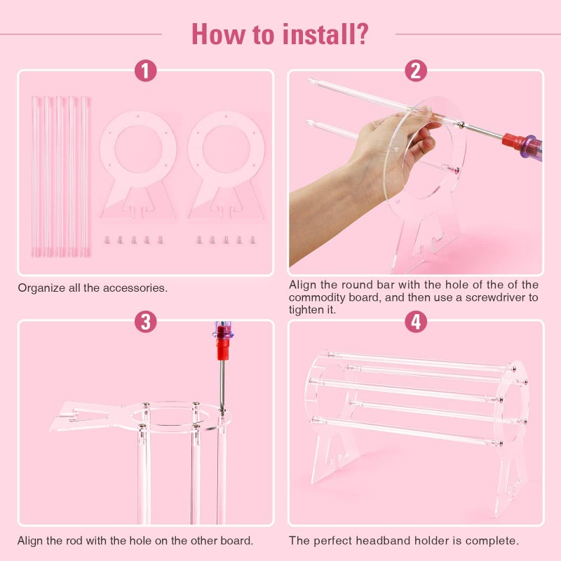 Suneerplay Headband Holder Clear, Acrylic Headband Organizer, Headband Holder Organizer, Headband Display Stand, Headband Storage Stand, Hairband Stand for Women and Girls - Image 4