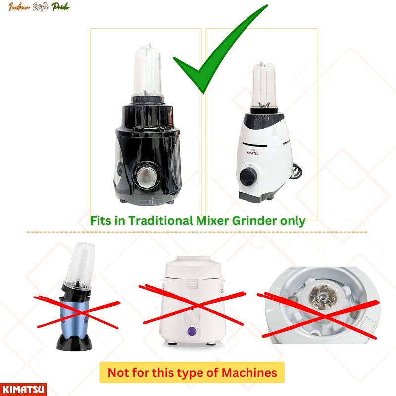 Bullet Food Grade Unbreakable Polycarbonate 350 & 500 ML Jars Suitable for all Regular mixer grinders with 4 teeth couplers and 2 Locking system Opposite side  - Image 2