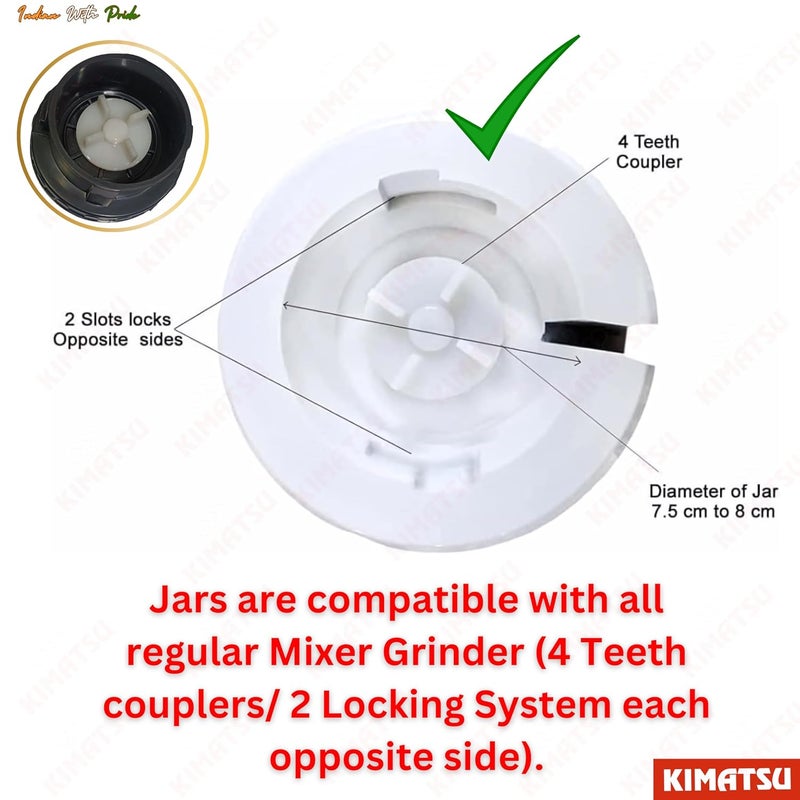 Bullet Food Grade Unbreakable Polycarbonate 350 & 500 ML Jars Suitable for all Regular mixer grinders with 4 teeth couplers and 2 Locking system Opposite side  - Image 3