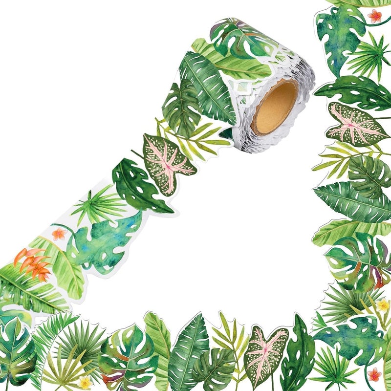 50ft Greenery Bulletin Board Border Decorations Boho DieCut Green Classroom Border Trim Greenery Plant Tropical Leaves Bulletin Board Trim for Tropical Jungle Classroom Home Office Decor
