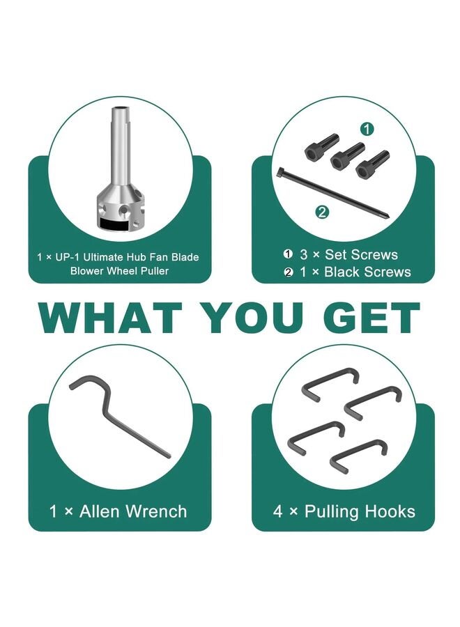 ساحب عجلة منفاخ شفرات المروحة، 10 قطع بديلة احترافية لشفرات المروحة، ساحب شفرات مروحة متين لمحرك سير 5/8 بوصة ومحرك دفع مباشر 1/2 بوصة أو أقل. أعمدة - Image 2