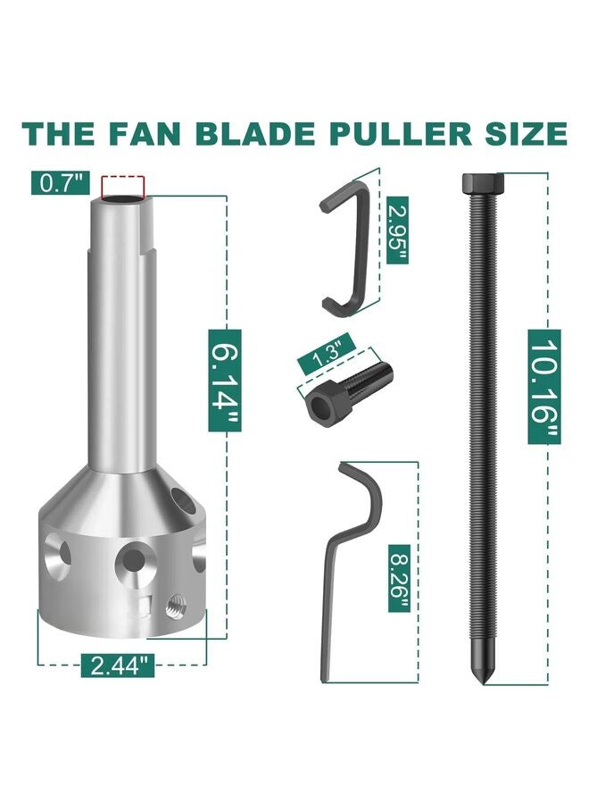 ساحب عجلة منفاخ شفرات المروحة، 10 قطع بديلة احترافية لشفرات المروحة، ساحب شفرات مروحة متين لمحرك سير 5/8 بوصة ومحرك دفع مباشر 1/2 بوصة أو أقل. أعمدة - Image 1