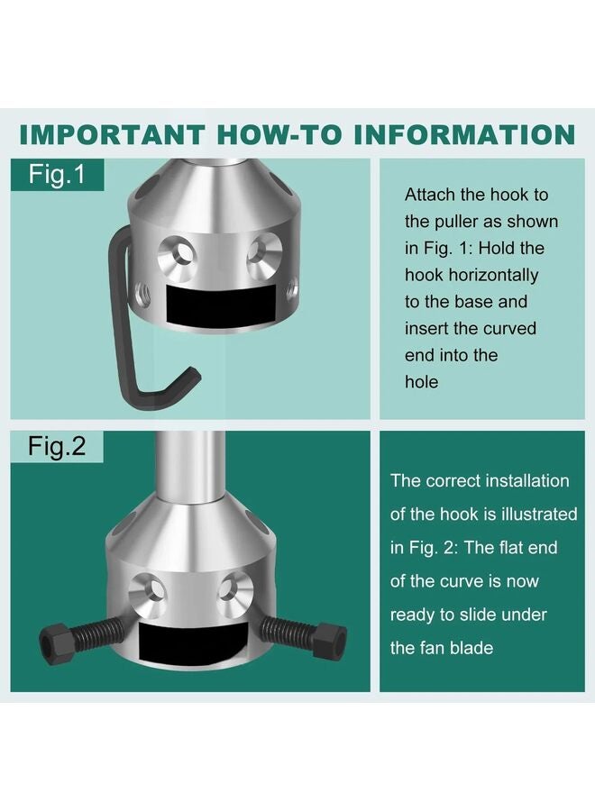 ساحب عجلة منفاخ شفرات المروحة، 10 قطع بديلة احترافية لشفرات المروحة، ساحب شفرات مروحة متين لمحرك سير 5/8 بوصة ومحرك دفع مباشر 1/2 بوصة أو أقل. أعمدة - Image 5