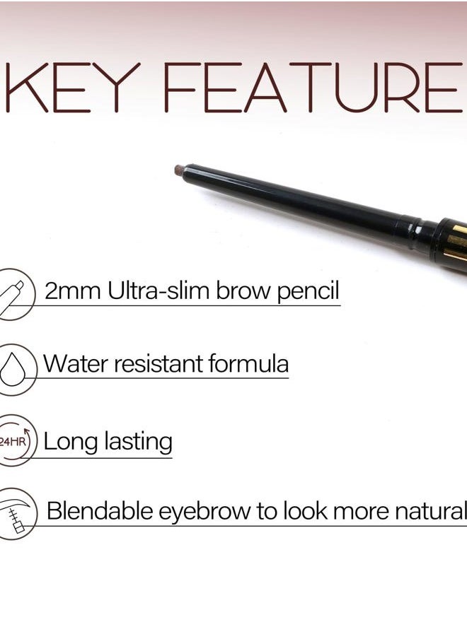Micro Brow Pencil Natural Black | Ultra-Thin Tip for Precise Hair-Like Strokes | Defines Brows | Soft Smudging Brush | Water-Resistant & Cruelty-Free
