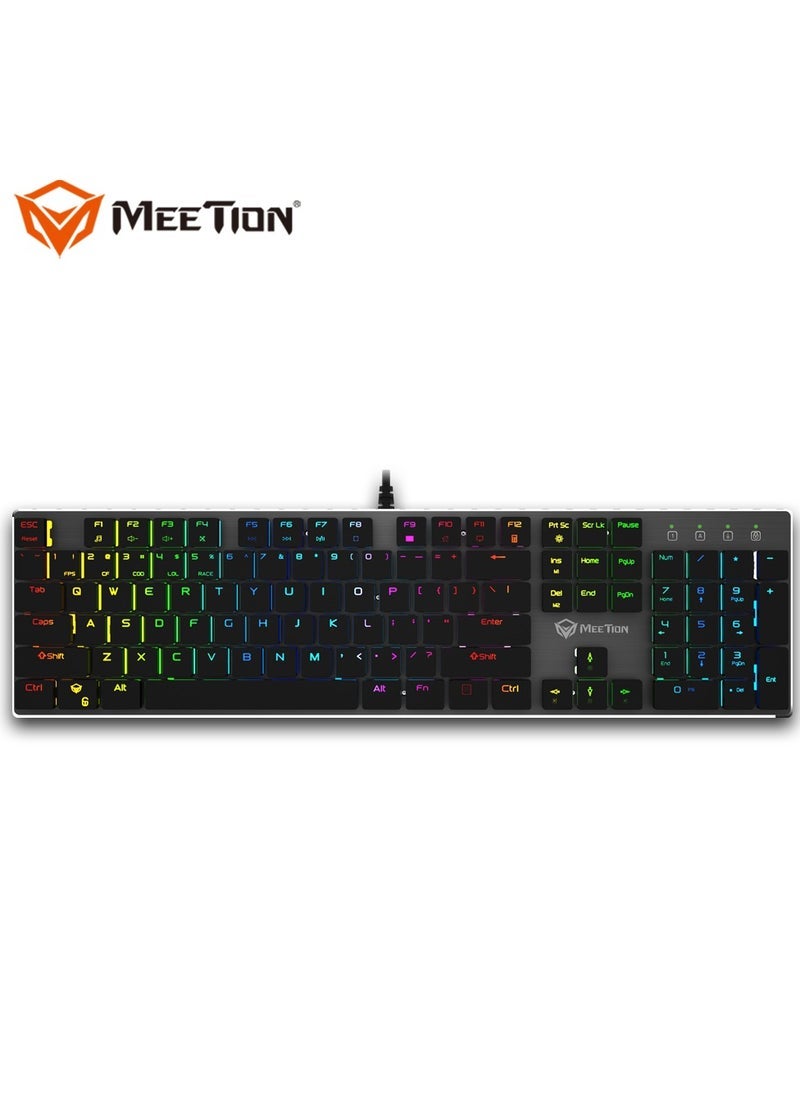 Meetion MEETION MK80 Ultrathin Full‑Size Mechanical Gaming Keyboard – 104/105‑Key Layout with OUTEMU Blue Switches, Chocolate-Style Low-Profile Keycaps, Full Anti-Ghosting, Customizable RGB Backlight, Durable Gold‑Plated USB Connection, Plug & Play – Black  - Image 3