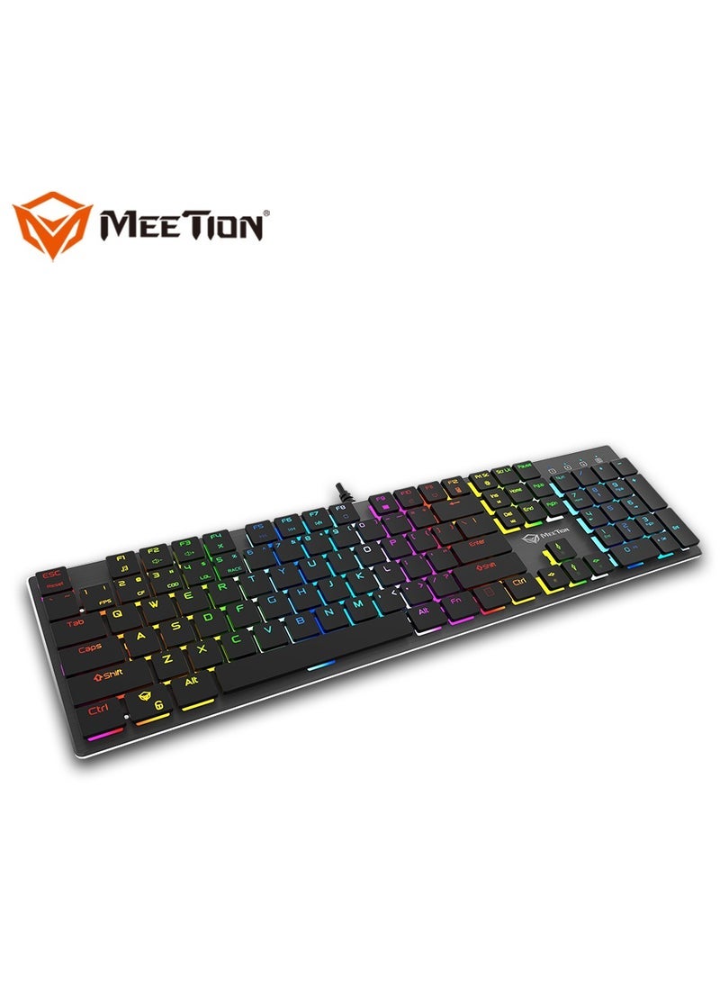 Meetion MEETION MK80 Ultrathin Full‑Size Mechanical Gaming Keyboard – 104/105‑Key Layout with OUTEMU Blue Switches, Chocolate-Style Low-Profile Keycaps, Full Anti-Ghosting, Customizable RGB Backlight, Durable Gold‑Plated USB Connection, Plug & Play – Black  - Image 5