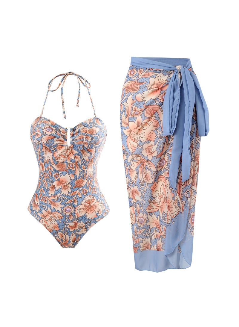 2-Piece Women Swimsuit with Skirt Holiday Beach Dress Female Retro Swimwear Vintage Surf Wear Summer - Image 1