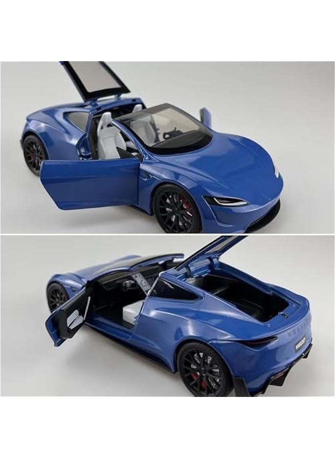 1:24 Scale Tesla Roadster Alloy Car Model Diecast Toy Vehicles for Kids, Tesla car Model,Tesla Alloy Car toy,with Lights and Music,Gifts for Boys and Girls. (Blue)  - Image 3