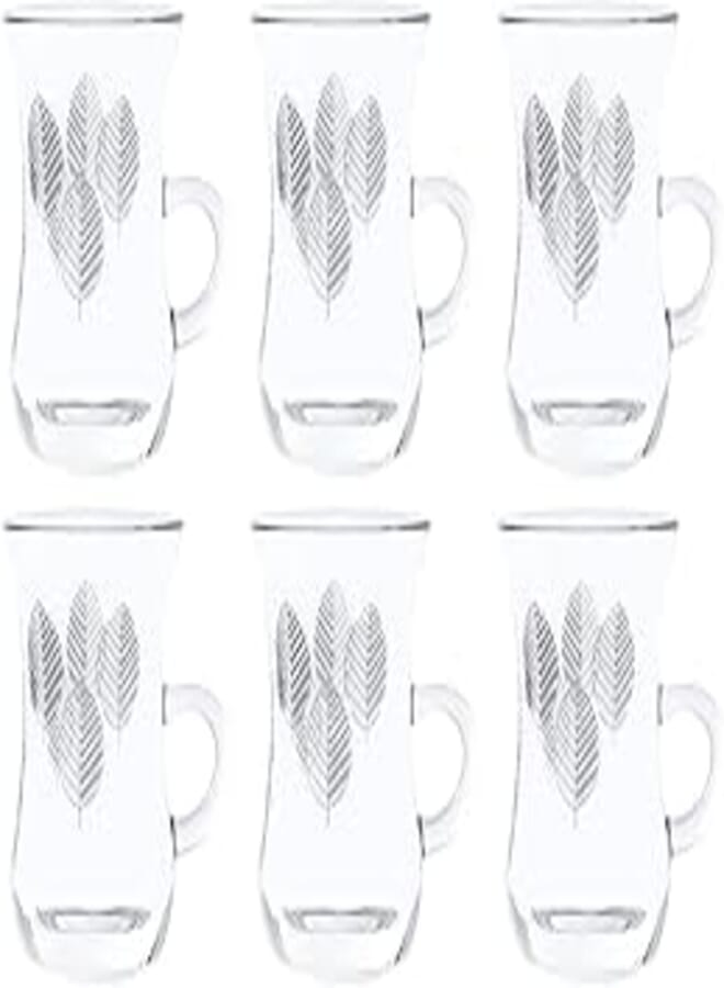 Dimlaj silva printed finest durable glass terkish tea set, 6 pieces