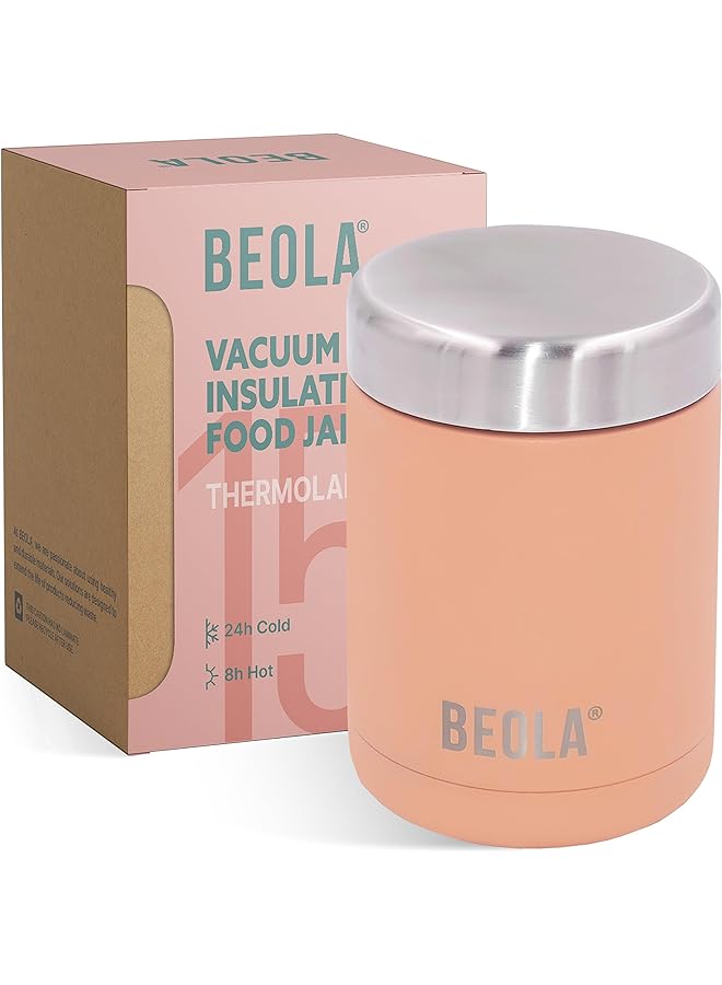 بيولا 450 مل وعاء طعام صندوق الغداء ترمس من الفولاذ المقاوم للصدأ جدار مزدوج معزول قارورة طعام للسفر للأطفال والكبار 15 أونصة وردي عصري - Image 1
