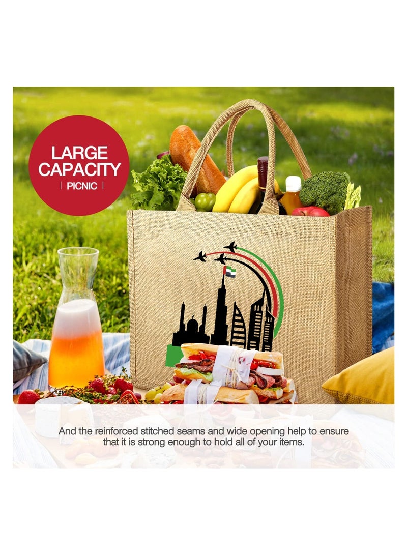 UAE National Flag day Design Printed Jute Bag - Reusable Eco-Friendly Tote for Groceries - Shopping and More - Image 4