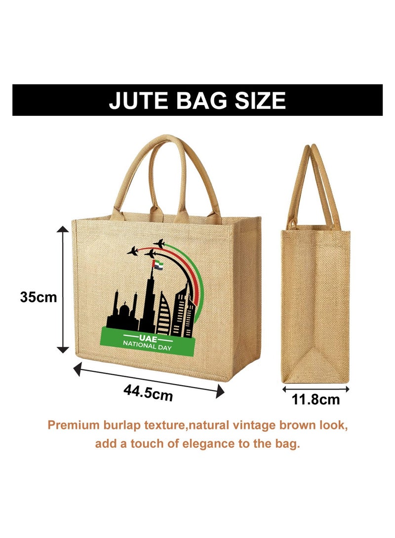 UAE National Flag day Design Printed Jute Bag - Reusable Eco-Friendly Tote for Groceries - Shopping and More - Image 2