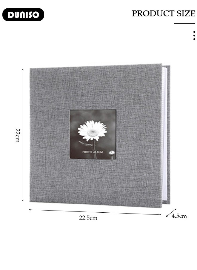 DUNISO 200 Pockets Photo Album with Writing Space and Front Window, Waterproof Linen Photo Album for 4 * 6 Inches photos, Portable Photo Album for Baby Travel Wedding Family  - Image 4