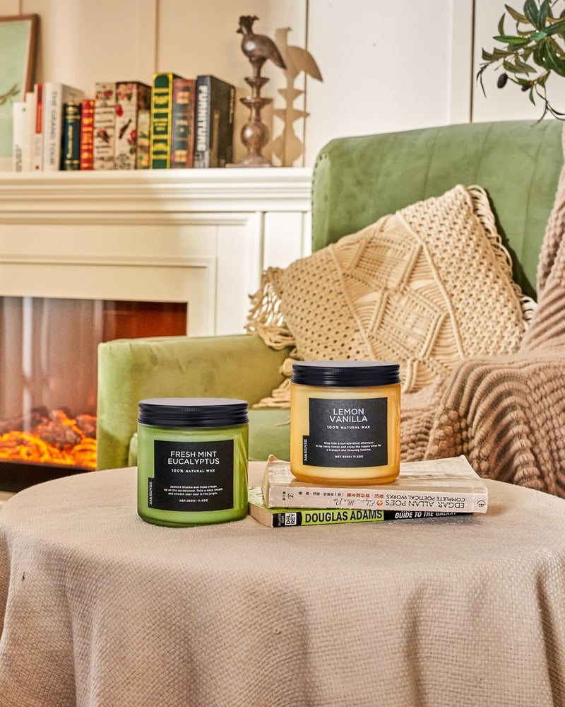 M&SENSE Eucalyptus Mint Soy Candles for Home Scented, 11.6oz 70 Hour Burn Aromatherapy Candle Gift for Stress Relief, Meditation, Yoga, Relaxing SPA, Reusable Jar Candles for Men and Women - Image 3