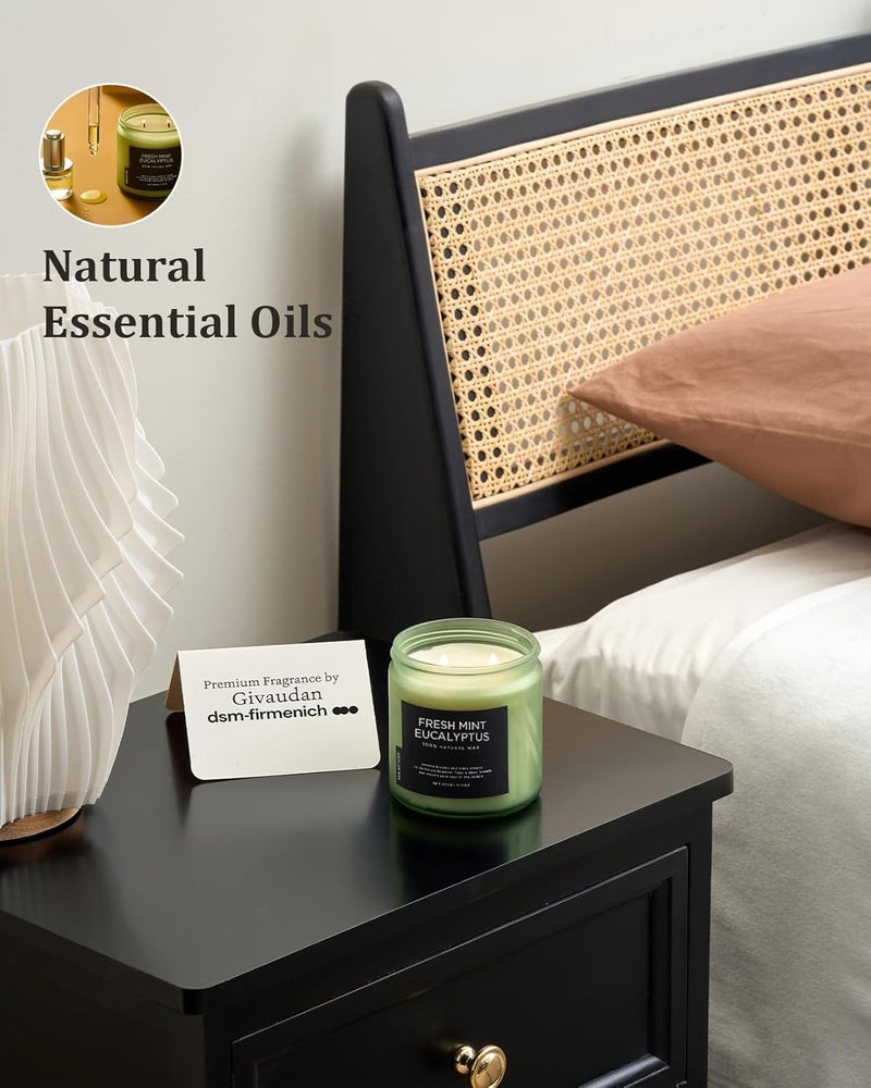 M&SENSE Eucalyptus Mint Soy Candles for Home Scented, 11.6oz 70 Hour Burn Aromatherapy Candle Gift for Stress Relief, Meditation, Yoga, Relaxing SPA, Reusable Jar Candles for Men and Women - Image 2