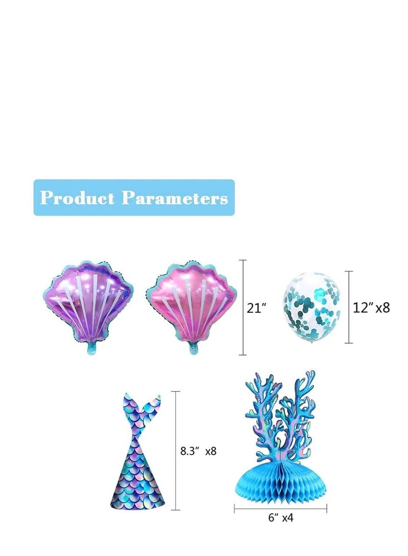 Excefore Mermaid Birthday Party Decorations Set, Supplies, Banner, Tail Hats Balloons With Hanging Swirls for Children and Adult - Image 4