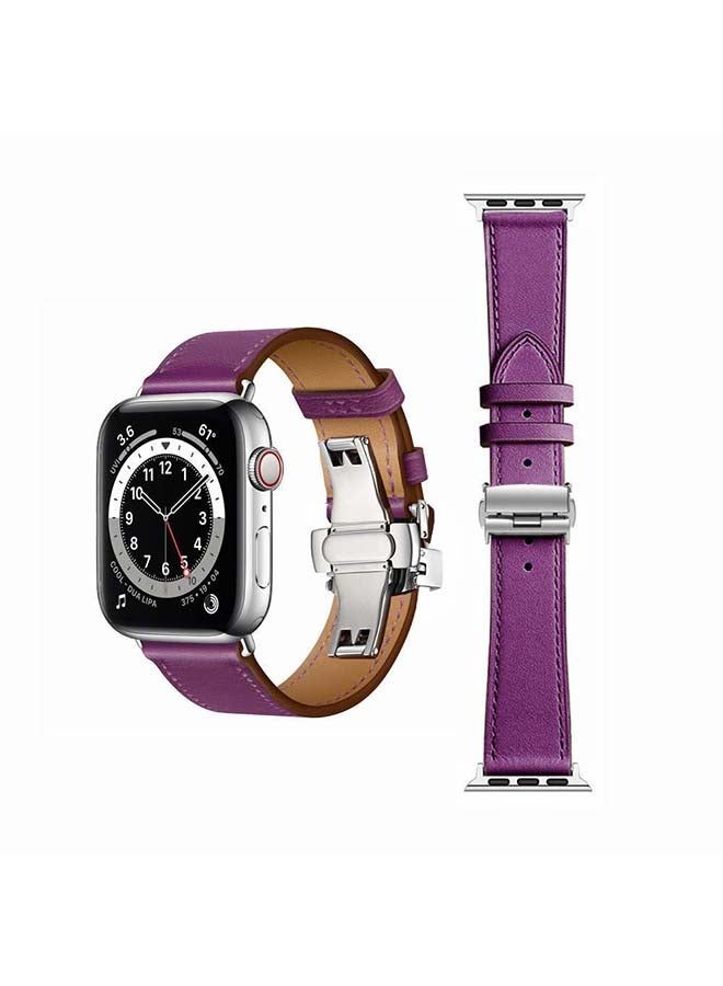 vesus Genuine Leather Replacement Band for Apple Watch Series 1/2/3/4/5/6/SE 38/40mm Purple