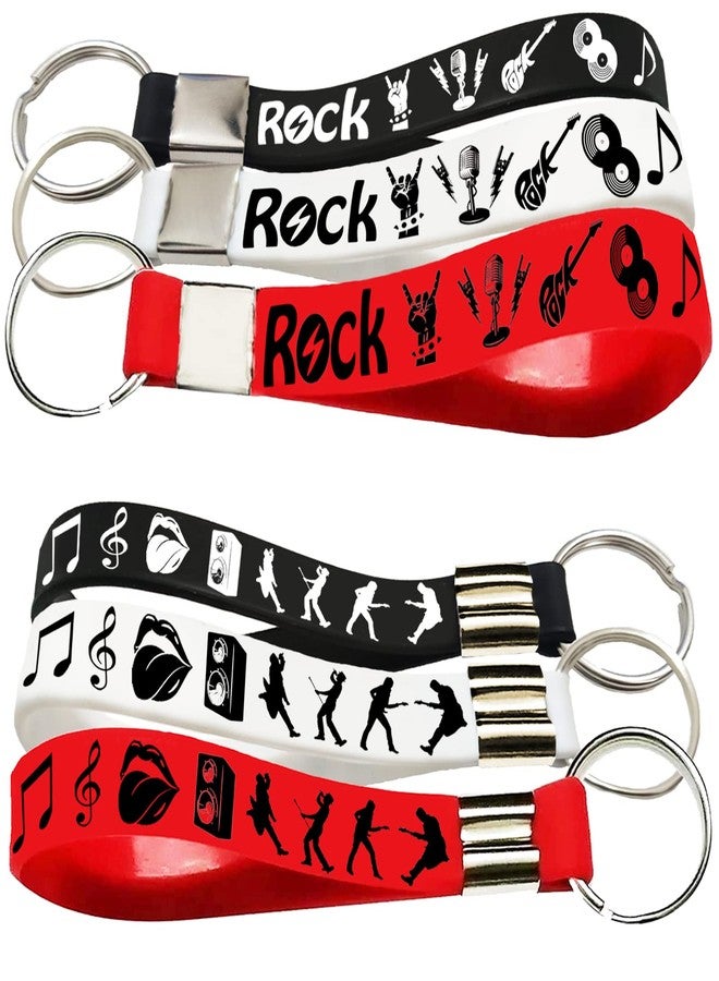 ATSMOICY 24PCS Rock and Roll Silicone Keychains Rubber Keyrings -80s 90s Party Supplies Music Guitar Rap Hip Hop Birthday Baby Shower Party Favors - Image 2