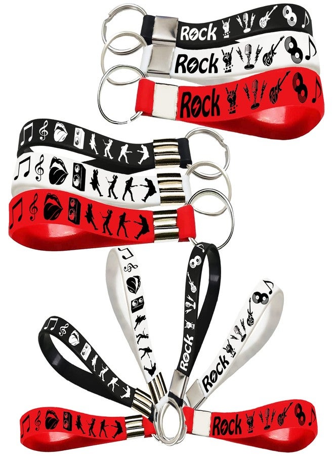ATSMOICY 24PCS Rock and Roll Silicone Keychains Rubber Keyrings -80s 90s Party Supplies Music Guitar Rap Hip Hop Birthday Baby Shower Party Favors - Image 5