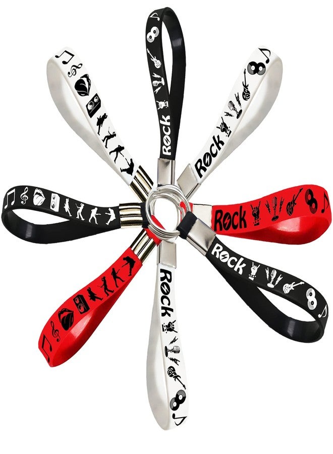 ATSMOICY 24PCS Rock and Roll Silicone Keychains Rubber Keyrings -80s 90s Party Supplies Music Guitar Rap Hip Hop Birthday Baby Shower Party Favors - Image 4