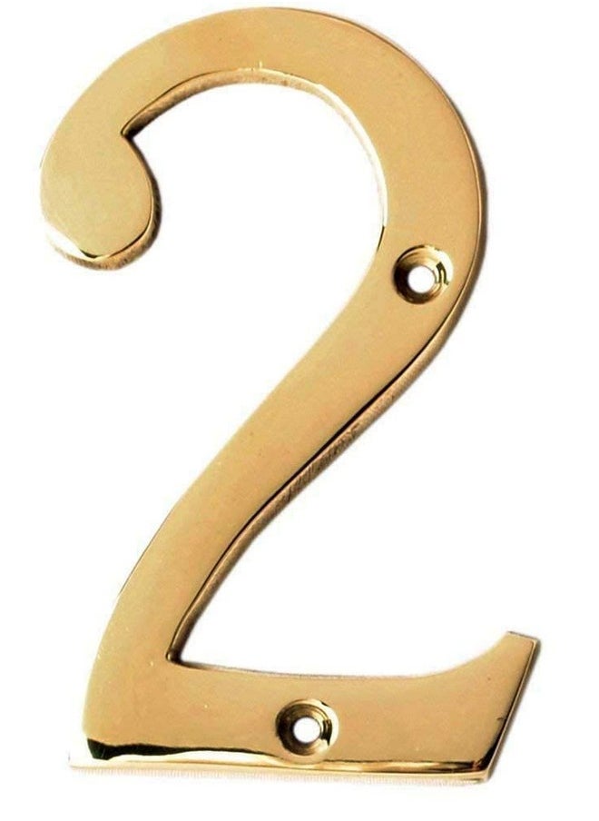 ESPLANADE eSplanade 4" Brass House Hotel Door Number Plaque Sticky Numeric Numerical Digit 0-9 (2(two))  - Image 1