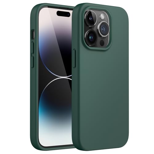 JETech Silicone Case for iPhone 14 Pro Max 67Inch SilkySoft Touch FullBody Protective Phone Case Shockproof Cover with Microfiber Lining Midnight Green - Image 1