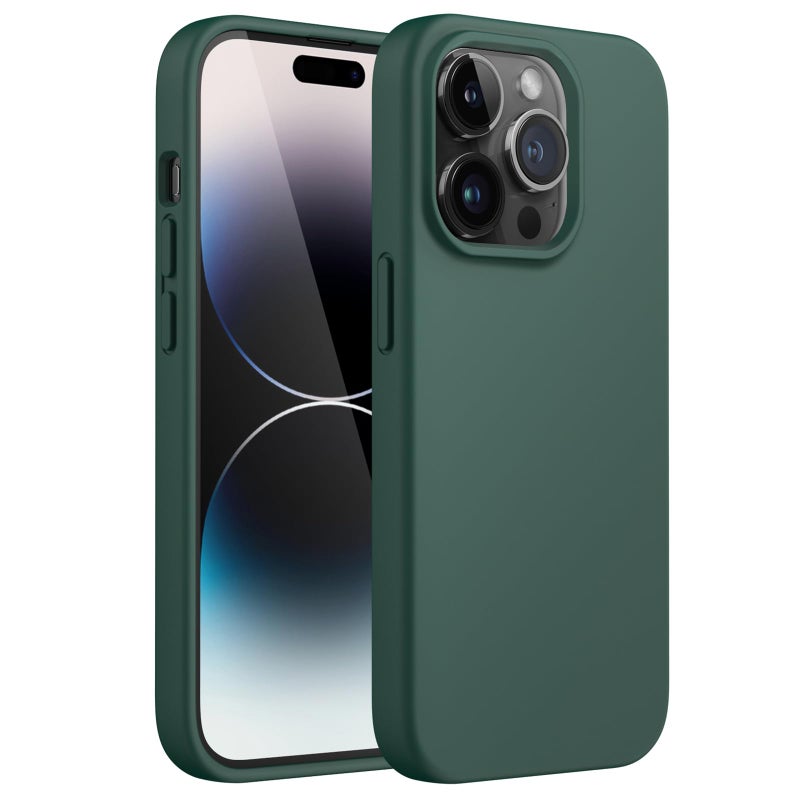 JETech Silicone Case for iPhone 14 Pro Max 67Inch SilkySoft Touch FullBody Protective Phone Case Shockproof Cover with Microfiber Lining Midnight Green - Image 2
