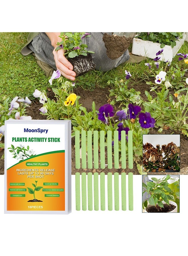 MOONSPRY 18PCS Plant Fertilizer Spikes, Household Flower Fertilizer, Plant Growth Food Spikes For Indoor Outdoor, Growth Plant Food Sticks Continuous Feeding For all Flowering And Foliage Houseplants - Image 1
