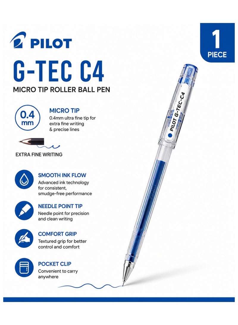PILOT 1-Piece G-Tec Ulta Fine Tip Roller Ball Pen 0.4mm Blue - Image 1