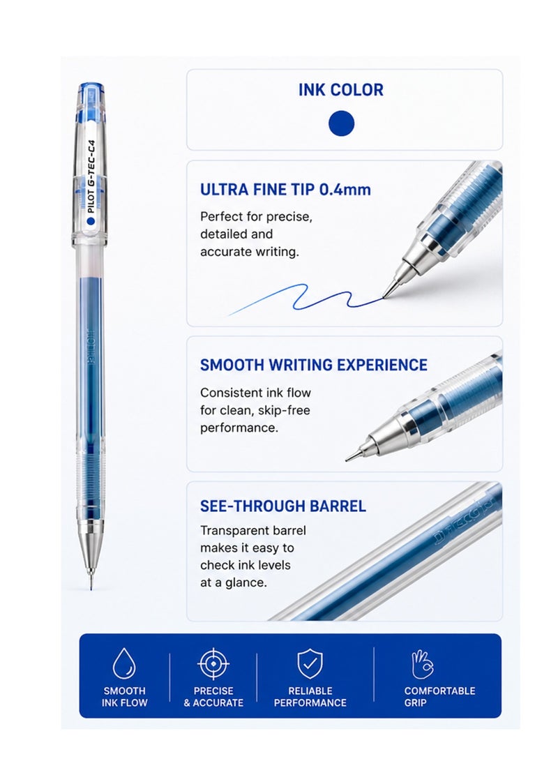PILOT 1-Piece G-Tec Ulta Fine Tip Roller Ball Pen 0.4mm Blue - Image 2