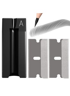 Stylia 2in1 Metal DuckbillShape Eyebrow Pencil Shaper with 2 Single Edge Razor Blades  Eye Makeup Shaping Tool for Waterproof Peel Off Brow Pencils  Compact Cosmetic Shaper for Beginners  Professional 