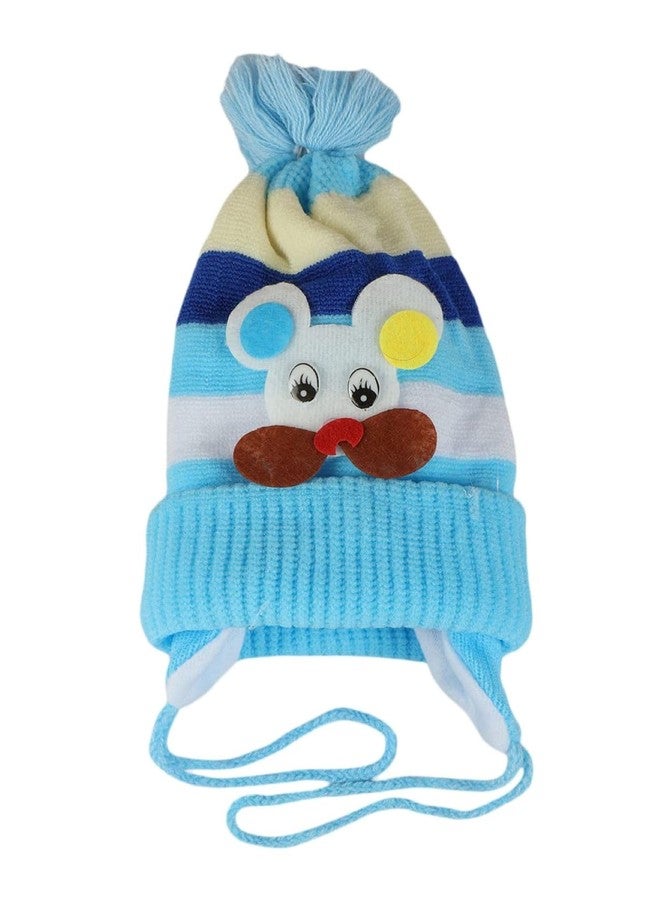 INFISPACE Baby Boy's & Baby Girl's Knitted Woolen Beanie Cap (Age: 3 to 18 Months) (Blue, 1) - Image 1