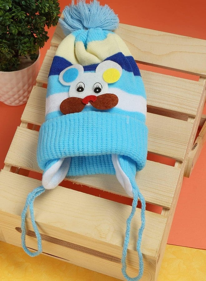 INFISPACE Baby Boy's & Baby Girl's Knitted Woolen Beanie Cap (Age: 3 to 18 Months) (Blue, 1) - Image 4