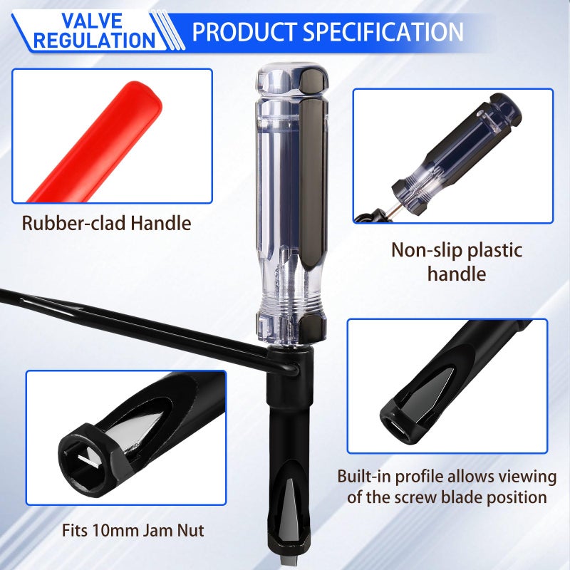 lizenoz 10mm Valve Adjustment Tool with Feeler Gauge - Jam Nut Valve Lash Adjusting Tool Compatible with Honda, Toyota, Nissan & Japanese Engines (Slotted Studs) - Image 3