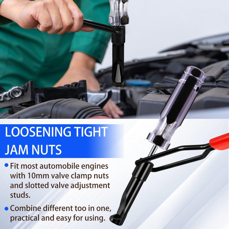 lizenoz 10mm Valve Adjustment Tool with Feeler Gauge - Jam Nut Valve Lash Adjusting Tool Compatible with Honda, Toyota, Nissan & Japanese Engines (Slotted Studs) - Image 4