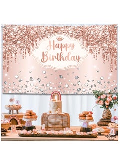 Rose Gold Happy Birthday Backdrop | Pink Happy Birthday Princess Banner for Girls | Rose Gold Birthday Party Decorations - pzsku/Z803005F6F00E1137F561Z/45/1741167074/e43d9030-3f74-4759-b4f2-a9a0c894fc70