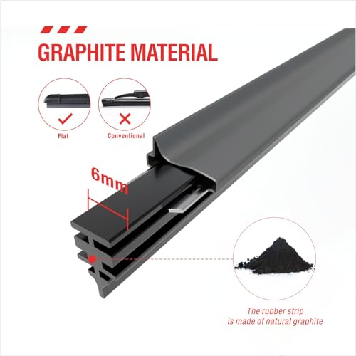 BERG REGEN 26 inch Frameless Adjustable Size of Universal 4 PCs Refills Replacement Windshield Wiper Refills Replacement for Tesla,Toyota,Hyundai,Honda Front & Rear Windshield Wiper Baldes Rubber Strips - Image 2