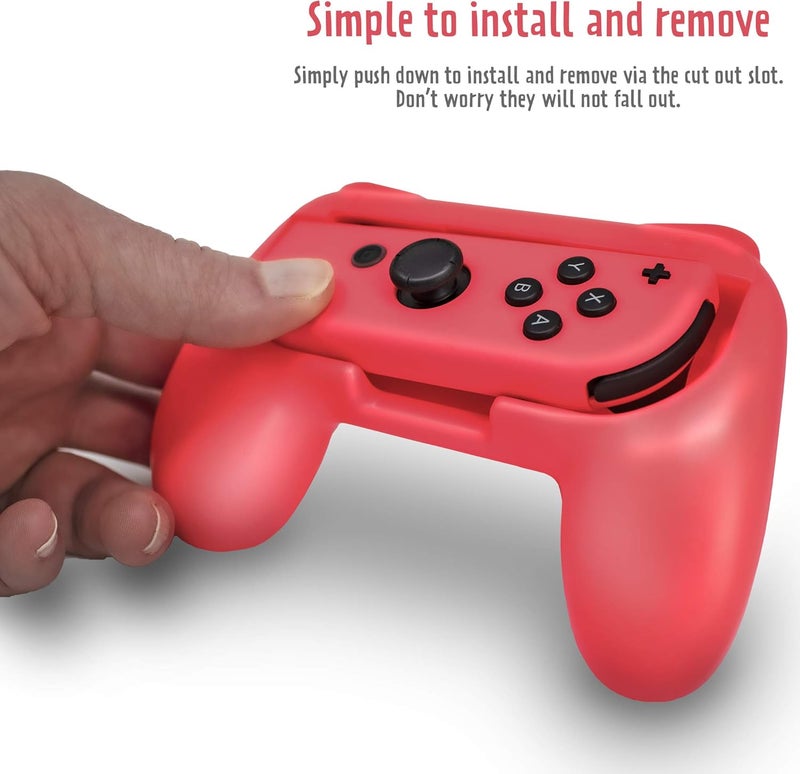 ADZ Switch Joy Con Grip x 2 Switch Joycon Comfort Grip Controller Accessories Compatible with Nintendo Switch JoyCon Controller (Red / Blue) - Image 3