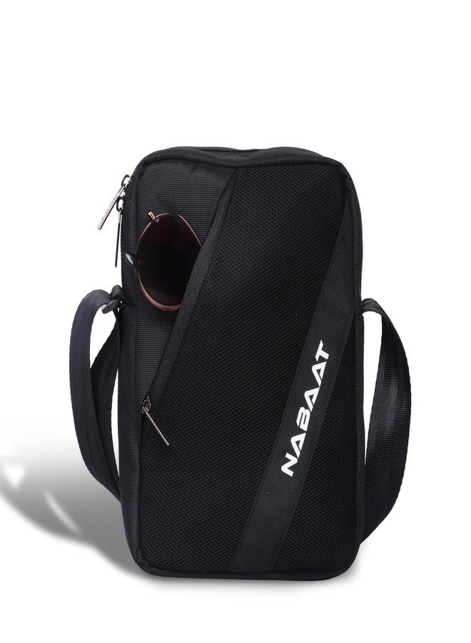 NABAAT MidiMover Sling Bag for Men & Women, Passport Bag for Men, Mini Side Bag for Men, Stylish Crossbody Bag Travel Hand Bag, Small Cash Collection Stylish bags for Men Travel (Black) - Image 1