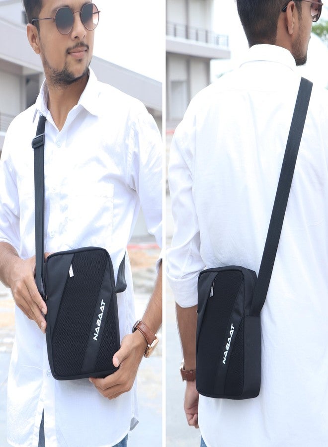 NABAAT MidiMover Sling Bag for Men & Women, Passport Bag for Men, Mini Side Bag for Men, Stylish Crossbody Bag Travel Hand Bag, Small Cash Collection Stylish bags for Men Travel (Black) - Image 2