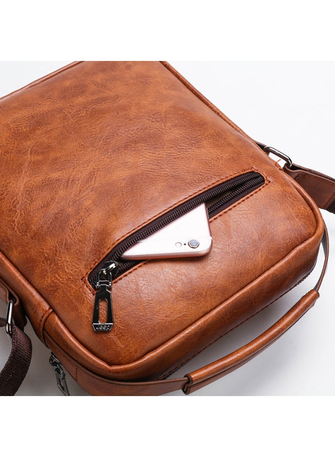 Generic Shoulder Bag Men's Casual Messenger Bag Men's Document Small Backpack Korean Business Shoulder Bag Vertical-Color:1106 Non-label Black + Long Wallet + Handbag  - Image 5