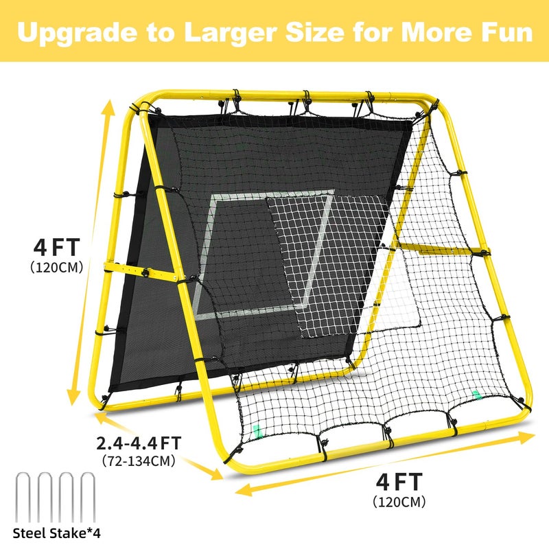 BAGAIL BAGAIL Double-Sided Rebounder Net, Football Nets, Adjustable Angles, Adjustable Structure, Rebound Net with Target for Skill Training, Portable Football Goals for the Garden, 120 x 120 cm - Image 2