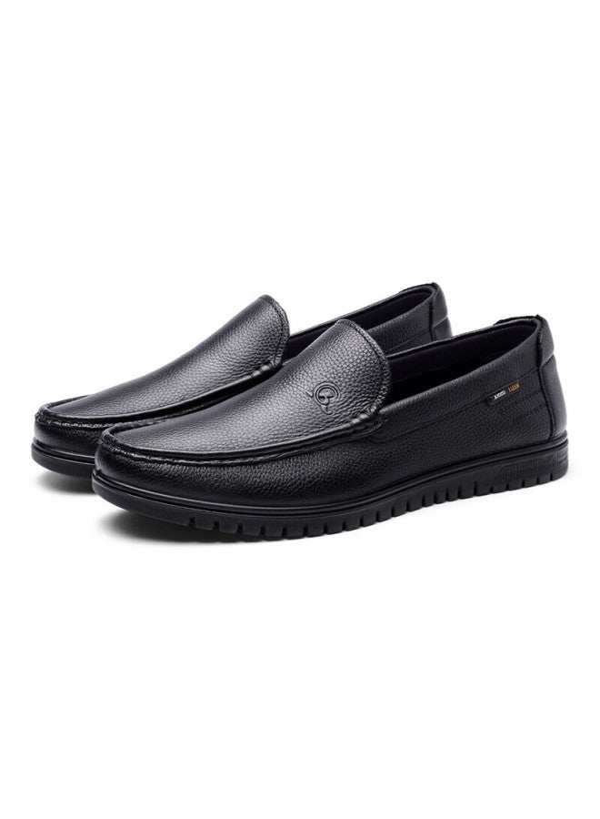 Strongman Qiangren Business Casual Men's Shoes, Commuter Leather Shoes, Top-grain Cowhide Slip-on Driving Shoes, Jda351049, Black, Size 43 - Image 3
