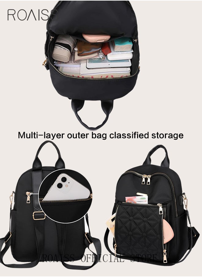 roaiss - Versatile Quilted Zipper Backpack for Women Minimalist Large Capacity Lightweight Shoulder Bag with Multi Pockets Suitable for Girls for Commute Travel Waterproof Daypack with Quality Hardware Buckle - Image 1
