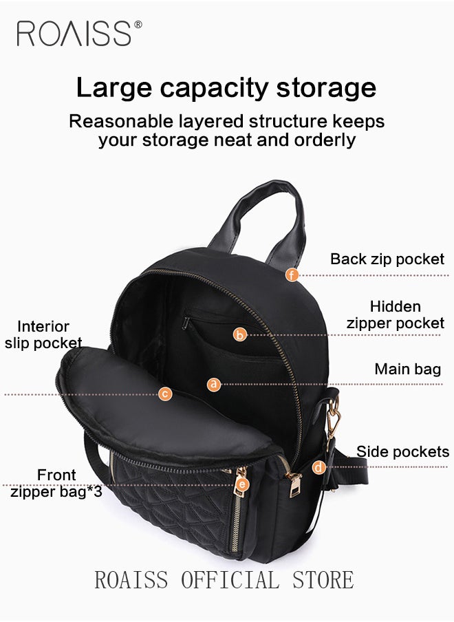 roaiss - Versatile Quilted Zipper Backpack for Women Minimalist Large Capacity Lightweight Shoulder Bag with Multi Pockets Suitable for Girls for Commute Travel Waterproof Daypack with Quality Hardware Buckle - Image 1